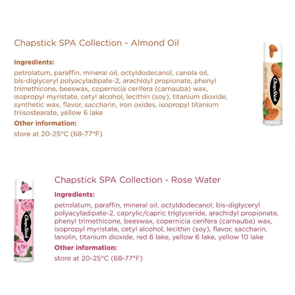 3/$15 🌸 Chapstick Spa Collection Limited Edition Rose Water Almond Oil Mint Tea